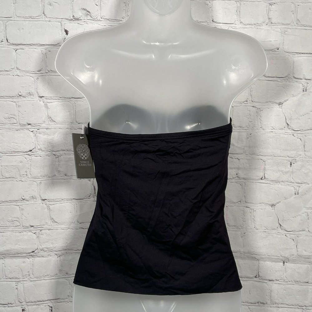☀️Vince Camuto Size Small Black Riviera Strapless Draped Tankini Top NWT $86 - Picture 9 of 9